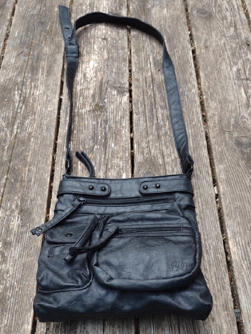 Billabong Black Vegan Leather Mini Crossbody Bag